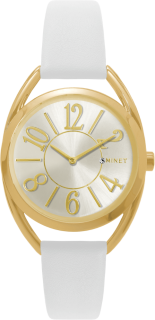 MINET Bílo-zlaté dámské hodinky s čísly MINET ICON WHITE CHARM MWL5089