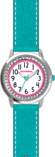 CLOCKODILE Tyrkysové třpytivé dívčí dětské hodinky se kamínky CLOCKODILE SPARKLE CWG5122