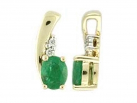 Zlatý přívěsek z bílého zlata se smaragdem (emerald) a diamanty 2ks 