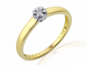 Zásnubní prsten s diamantem, žluté zlato brilianty v kombinaci s lesklou bílou 3811830-5-51-99