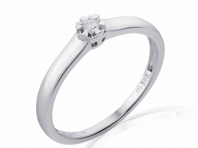 Zásnubní prsten s diamantem, bílé zlato brilianty 3861829-0-52-99