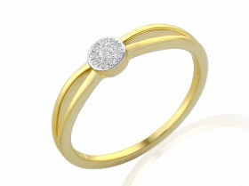 Zásnubní prsten s diamantem, žluté zlato brilianty v kombinaci s lesklou bílou 3811307-5-52-99