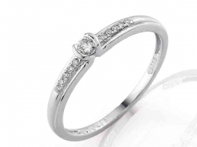 Zásnubní prsten s diamantem, bílé zlato brilianty 3860829-0-52-99