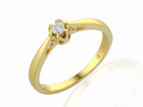 Zásnubní prsten s diamantem, žluté zlato brilianty 3811313-0-55-99