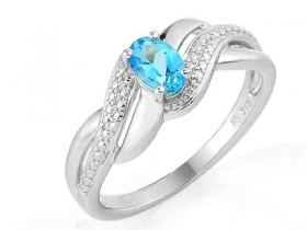 Klenoty Budín Prsten, bílé zlato, modrý topaz (blue topaz) 3861737