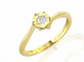 Zásnubní prsten s diamantem, žluté zlato brilianty 3811330-0-54-99