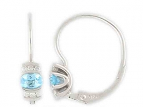 Diamantové náušnice, bílé zlato briliant, modrý topaz (blue topaz) 585/1,55gr