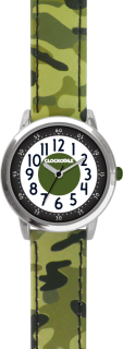 CLOCKODILE Svítící zelené chlapecké dětské hodinky CLOCKODILE ARMY s maskáčovým vzorem CWB0031