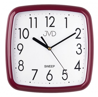 Červené bordové nástěnné tiché netikající hodiny JVD sweep HP615.13