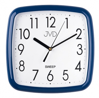 Modré hranaté nástěnné netikající hodiny JVD sweep HP615.12