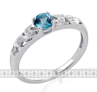 Klenoty Budín Zásnubní prsten, bílé zlato briliant, modrý topaz (blue topaz) VEL. libovolná 3860311