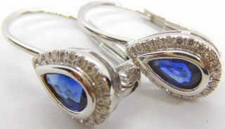 Klenoty Budín Diamantové zlaté náušnice s diamanty a modrými safíry 2x0,53CT 585/1,70gr 3881353