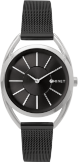 MINET Stříbrno-černé dámské hodinky ICON BLACK MESH MWL5098
