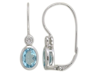 Luxusní diamantové zlaté náušnice s diamanty a modrými topazy (blue topaz)