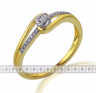 Klenoty Budín Luxusní mohutný zlatý zásnubní prsten posetý diamanty 15ks/0,08ct 3811834-5-52-9