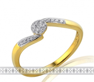 Klenoty Budín Diamantový luxusní prsten ze žlutého zlata 585/1,9gr diamanty 17ks/0,11ct 