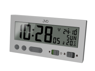 JVD Stříbrný digitální rádiem řízený budík JVD RB9410.1