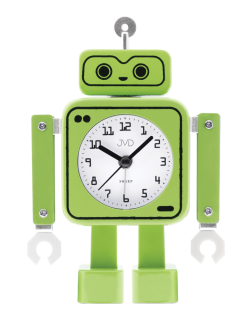 JVD Tichý hravý zelený netikající dětský budík JVD ROBOT SRP2305.1
