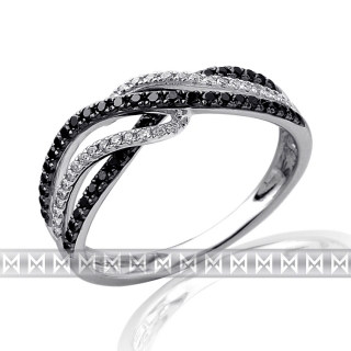 Klenoty Budín Luxusní mohutný zlatý diamantový prsten s černými diamanty (78 ks) 3861471
