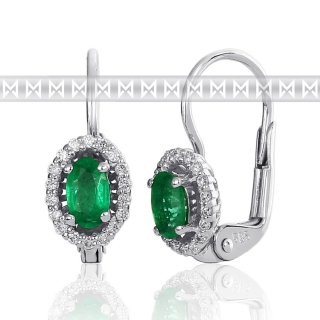  Diamantové náušnice, bílé zlato briliant, smaragd (emerald) 3880122-0-0-96