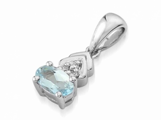  Přívěsk s diamantem, bílé zlato briliant, modrý topaz (blue topaz) 3870138-0-0-
