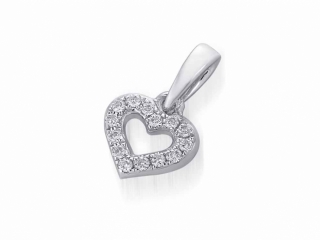  Přívěsk s diamantem, bílé zlato brilianty - diamantové srdce 3870622-0-0-99