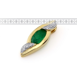 Přívěsk s diamantem, žluté zlato briliant, smaragd (emerald) s diamanty