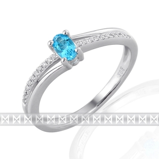 Klenoty Budín Luxusní diamantový zlatý prsten s modrým topazem (blue topaz) 3861133-0-54-93