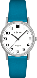 LAVVU Stříbrné modré dámské titanové hodinky MANDAL LWL5033