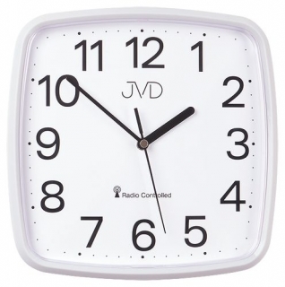 Bílé hranaté rádiem řízené levné hodiny JVD RH616.1