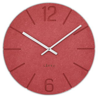 LAVVU Červené design hodiny Natur vyrobené v Čechách ⌀34cm LCT5023