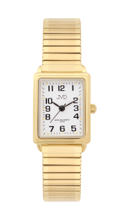 Pozlacené elegantní hranaté ocelové hodinky JVD steel J4072.4 - unisex s pérovacím páskem