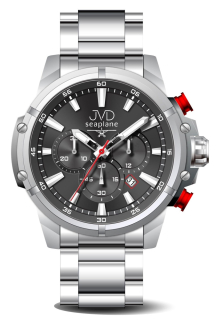 JVD Pánské stříbrné vodotěsné ocelové náramkové hodinky (chronograf) JVD JC635.3