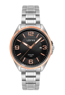 LAVVU Pánské náramkové hodinky se safírovým sklem HERNING Rose Gold LWM0096