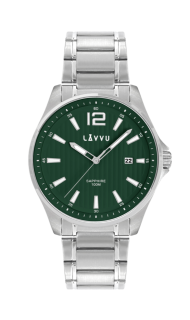 LAVVU Pánské hodinky se safírovým sklem NORDKAPP Green LWM0167 zelený číselník