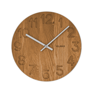 VLAHA Designové dřevěné hodiny OAK vyrobené v Čechách se stříbrnými ručkami ⌀34cm VCT1124