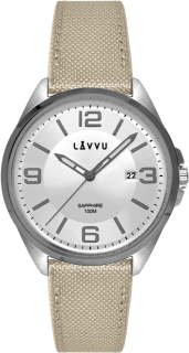 LAVVU Pánské béžové hodinky se safírovým sklem HERNING Grey LWM0098
