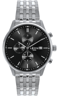LAVVU Pánské hodinky YSTAD Chronograph Black s vodotěsností 100M chronograf LWM0251