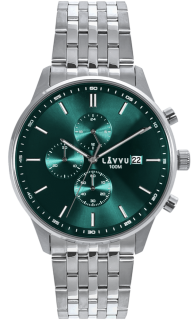 LAVVU Pánské hodinky YSTAD Chronograph Green s vodotěsností 100M chronograf LWM0252