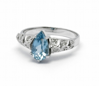 Diamantový prsten s brazilským akvamarínem (0,145ct) 585/3,03 gr  J-22535-13 POŠTOVNÉ ZDARMA!