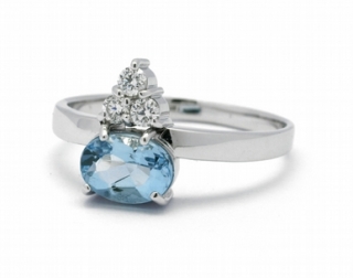 Luxusní prsten s modrým akvamarínem a diamanty  J-22240-13 POŠTOVNÉ ZDARMA!