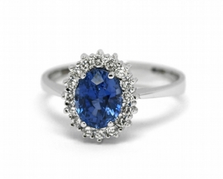 Luxusní diamantový prsten s modrým safírem (1,813ct) 585/2,95 gr  J-22139-13 POŠTOVNÉ ZDARMA!