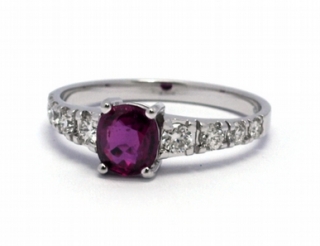 Luxusní zásnubní diamantový prsten s rubínem 585/2,17 gr J-21386-12 POŠTOVNÉ ZDARMA!
