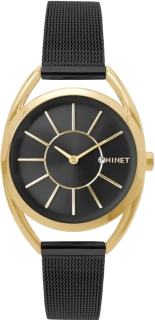 MINET Černo zlaté dámské hodinky ICON BLACK GOLD MESH MWL5221