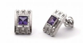 Diamantové náušnice s brazilskými ametysty a diamanty 585/2,88 gr J-18285-12 POŠTOVNÉ ZDARMA!