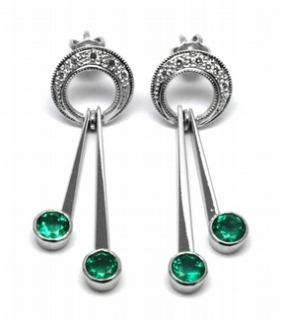 Diamantové náušnice se zelenými vzácnými smaragdy 585/3,44gr J-20508-11 POŠTOVNÉ ZDARMA!