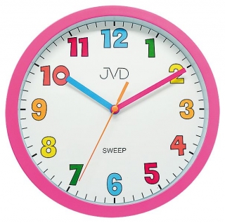 Růžové barevné tiché netikající dětské hodiny JVD sweep HA46.2