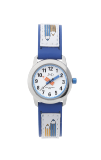 Dětské modré čitelné hodinky JVD basic J7109.2 s barevnými pastelkami