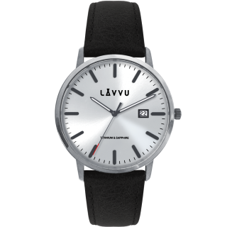 LAVVU Stříbrné náramkové pánské hodinky se safírovým sklem Copenhagen Titanium Silver LWM0260