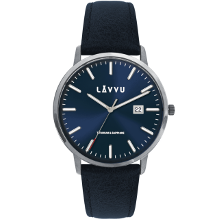 LAVVU Modré náramkové pánské hodinky se safírovým sklem Copenhagen Titanium Blue LWM0262